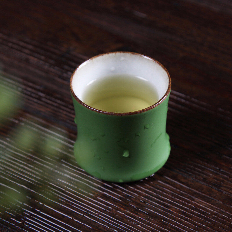 Bamboo Green Ceramic Teacup Bamboo Green Glazed Master Cup Home Tea Mug