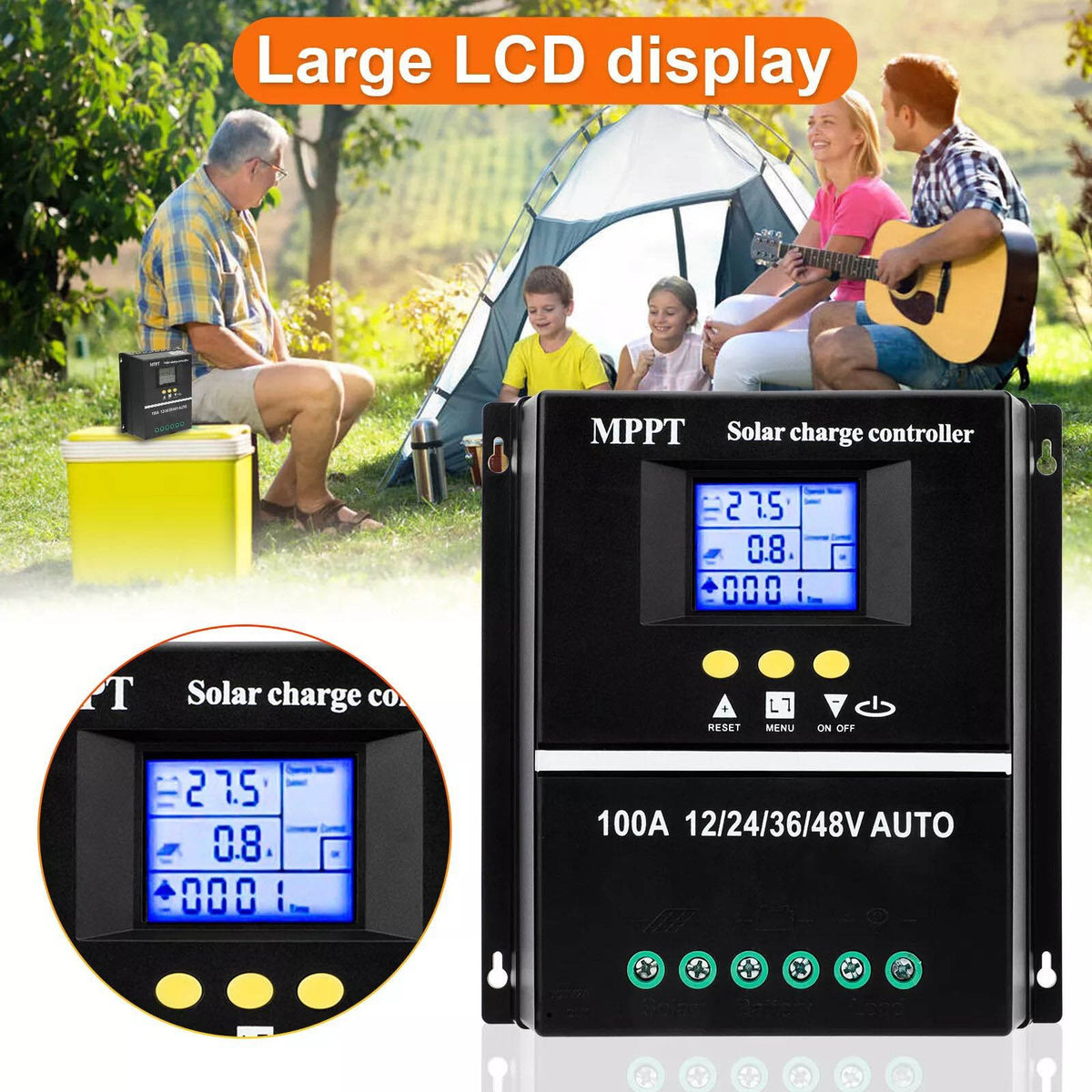 LCD Solar Charge Controller 4000W 100A MPPT Solar PV Regulators 12V/24V/36V/48V