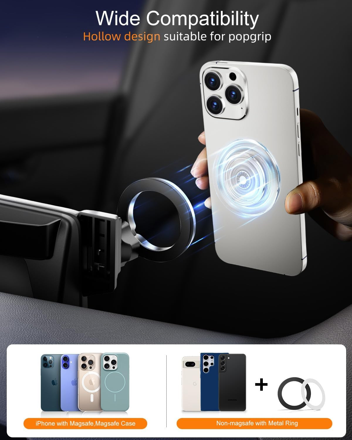Magnetic Phone Holder for Honda Civic 11Th Gen 2022 2023 2024 2025 2026, 360° Ca