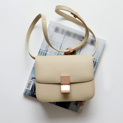Real Leather Small Flap Box Square Clutch Shoulder Bag Purse Crossbody Trunk