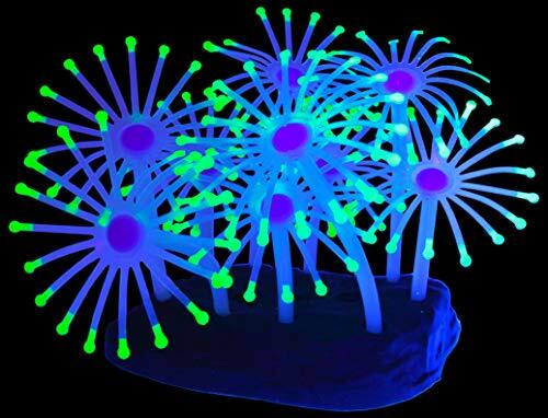 UV Glowing Silicone Faux Palythoa Coral Fish Tank Decoration with Weighted Base