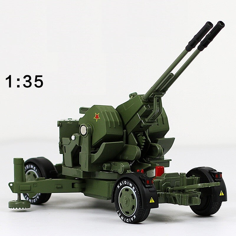1:35 Anti-Aircraft Artillery Alloy Double-Barreled Gun Burst Cannon Model