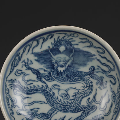 5"in Chinese Jingdezhen Blue and White Porcelain Dragon Grain Saucer Small Plate