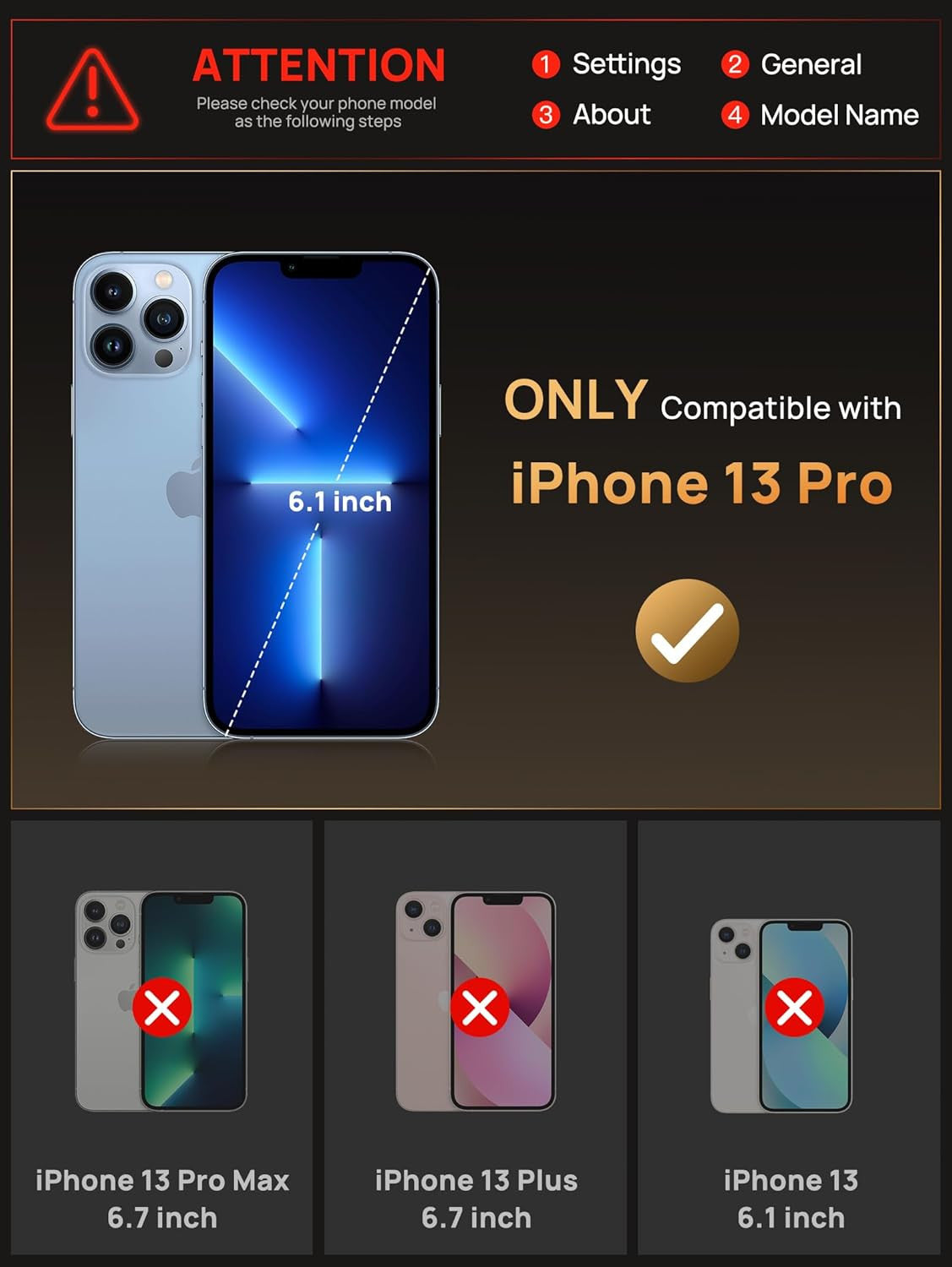 for Iphone 13 Pro Case with Card Holder (4 Cards) [RFID Blocking] & Slide Camera