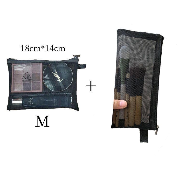 Mesh Cosmetic Bag Women S/M/L Set Makeup Bag Traveling Organizer Cosmetics Pouch