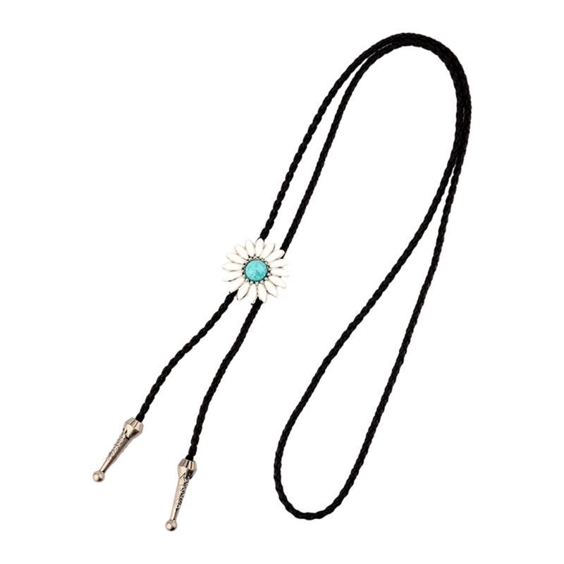Men Bolo Tie Alloy Polyester Cowboy Flower Gemstones Shirts Sweaters Accessories