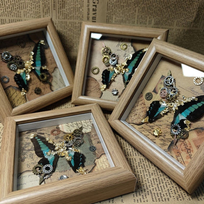 Steampunk Gold Leaf Real Butterfly Frame Chloris Swallowtail Specimen Gift