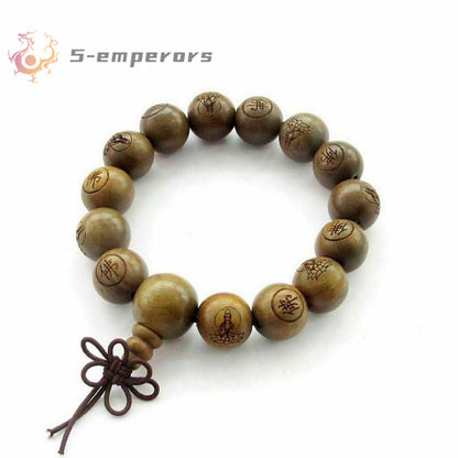 Tibet Budhist Buddha Word Bodhisattva Sandalwood Wood Beads Prayer Bracelet