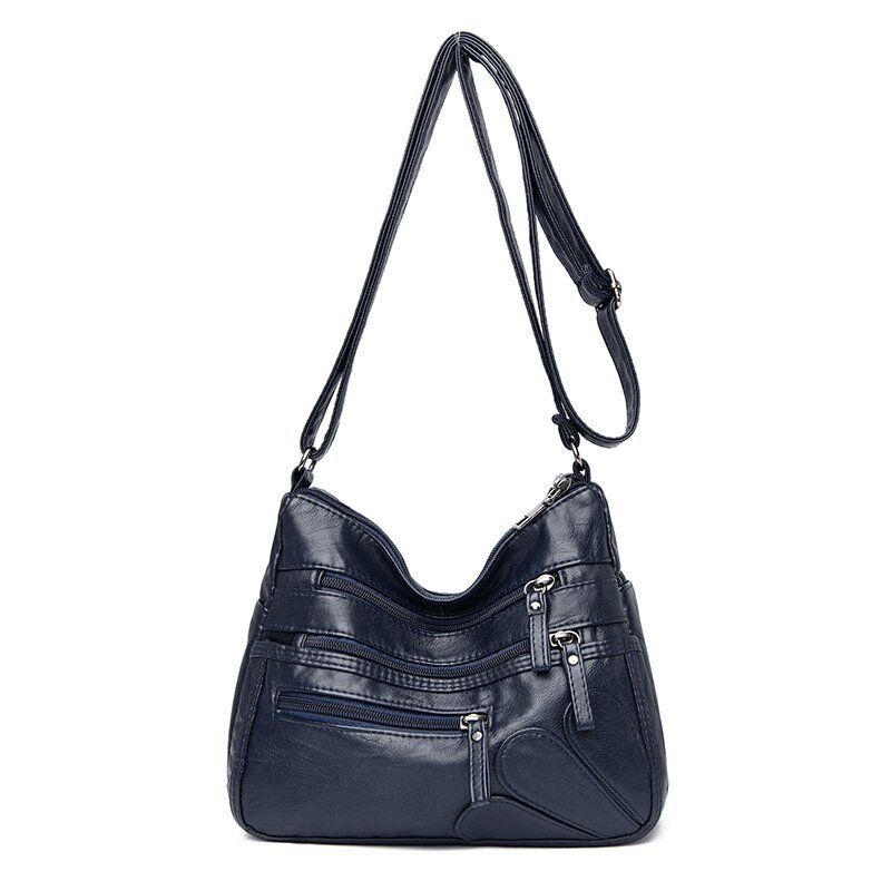Women's Soft Leather Shoulder Bags Multi-Layer Crossbody Bag Handbag