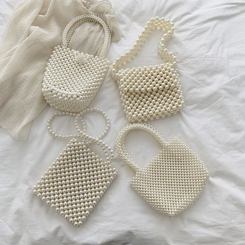 Mini Pearl Small Messenger Bag Summer Pearl Purse Handmade Beaded Phone Pouch