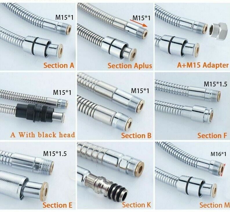 Stainless Steel Chrome Surface Pull Out Shower Pipes Kitchen Drain Faucets Hose