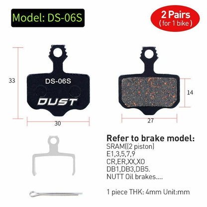 Bicycle Disc Brake Pad 2 pairs (4 pcs) Bike Hydraulic Semi-Metallic Cycling SRAM