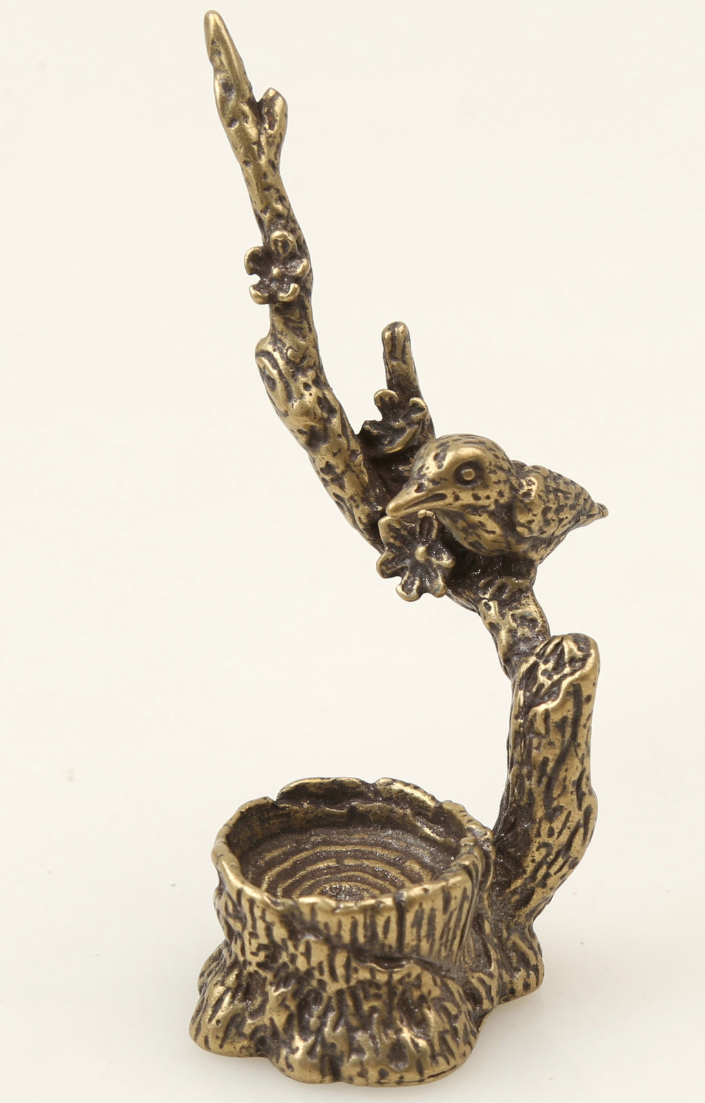 Bronze Statue Prune Tree Magpie Bird Small Statue 2.6" Collection Chinese