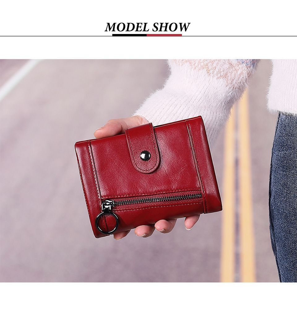 RFID Blocking Wallet Genuine Leather Purse Credit Card Holder Zipper Clutch Bags