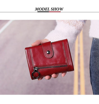 RFID Blocking Wallet Genuine Leather Purse Credit Card Holder Zipper Clutch Bags