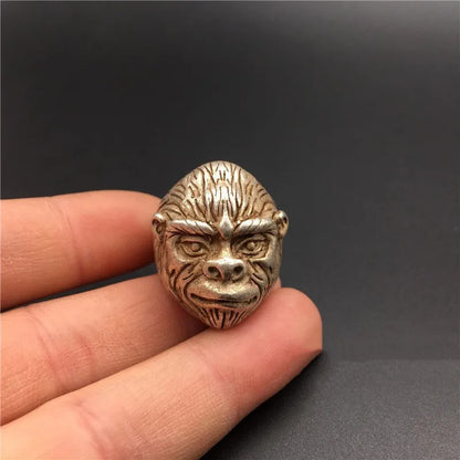 1pc Old Chinese Tibetan Wolf Head Monkey Head Flowers Bird Jewelry Finger Ring