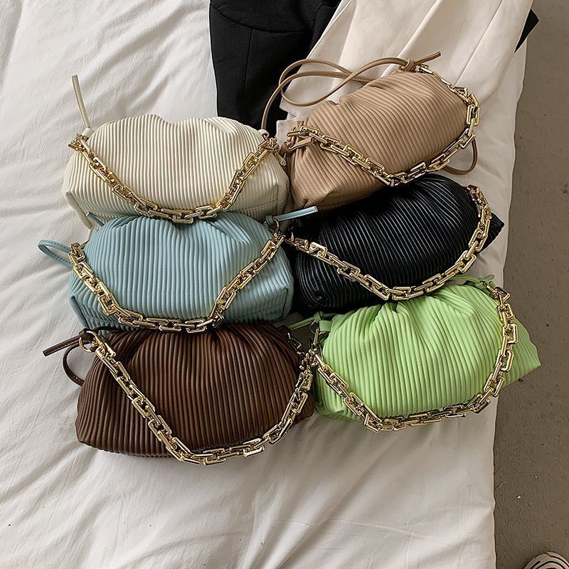 Pleated Underarm Shoulder Bag Gold Chain Cloud Bags Crossbody Hobos Clutch Purse