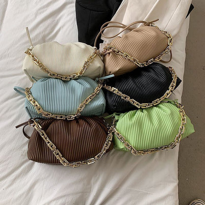 Pleated Underarm Shoulder Bag Gold Chain Cloud Bags Crossbody Hobos Clutch Purse
