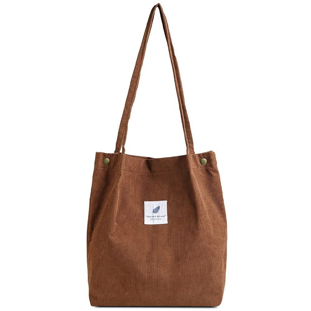Women Corduroy Shoulder Bag Reusable Shopping Bag Casual Tote Handbag 28*11*32CM