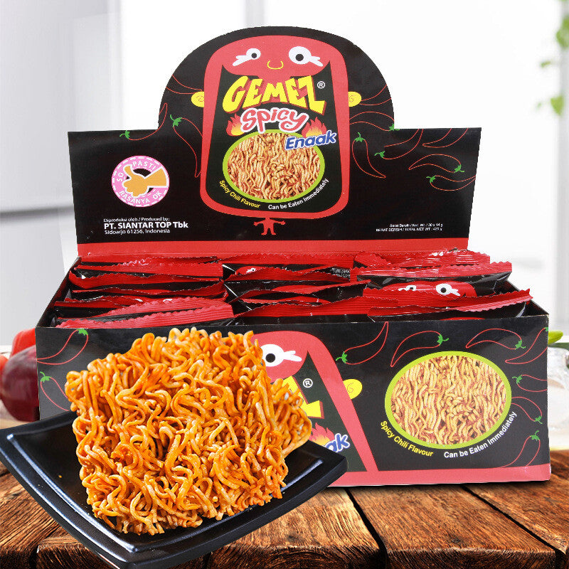 GEMEZ Indonesia Crispy Noodles Spicy Snacks Dried Instant Noodles 30 Pack 420g