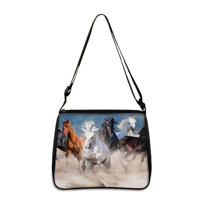 Horse Print Handbag Canvas Shoulder Bag Messenger Bags Travel Crossbody Nylon