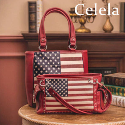 American Flag Stars and Stripes Crossbody Handbag Women Purse Shoulder Bag
