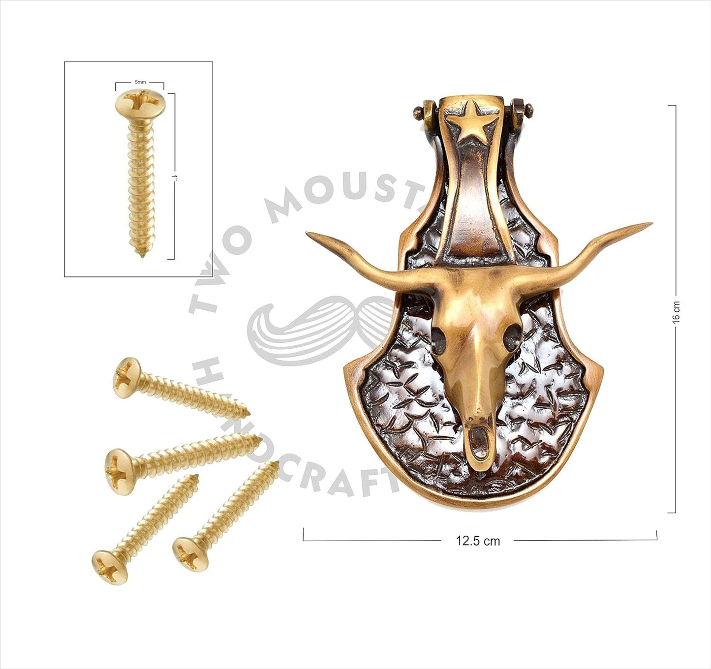Antique Look Brass Bull Head Design Brass Door Knocker Door Bell Home Decor