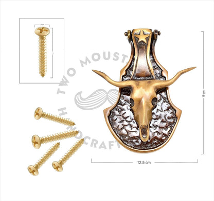 Antique Look Brass Bull Head Design Brass Door Knocker Door Bell Home Decor