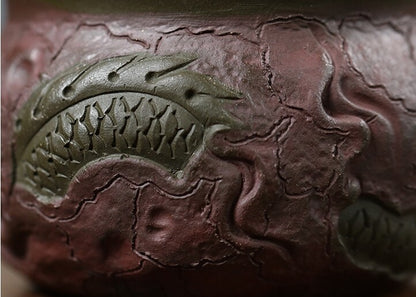 True Yixing Zisha Purple Clay Tea Pot Handmade Dragon Carved Relief Master Pot