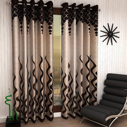 New 2 Pieces Eyelet Window Curtain Set 5 Feet Brown