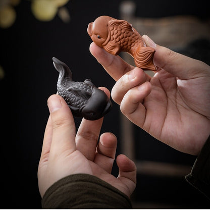 Creative Tea Pet On Sales Fish Statue Small Size Yixing Zisha Purple Clay China