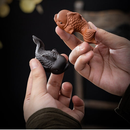 Creative Tea Pet On Sales Fish Statue Small Size Yixing Zisha Purple Clay China