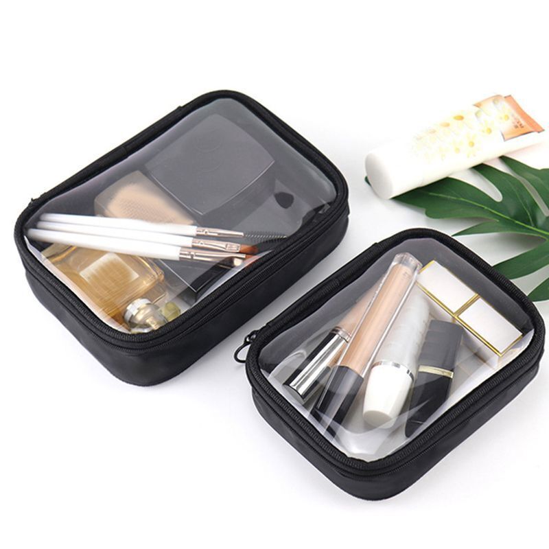 Black Transparent Traveling Cosmetic Bag Waterproof Makeup Storage Cosmetic Bags