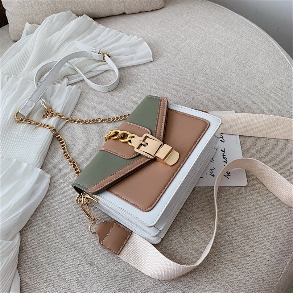 Mini Fashion Lock Flap Bag Synthetic Leather Shoulder Purse Handbag 20*15*7 CM