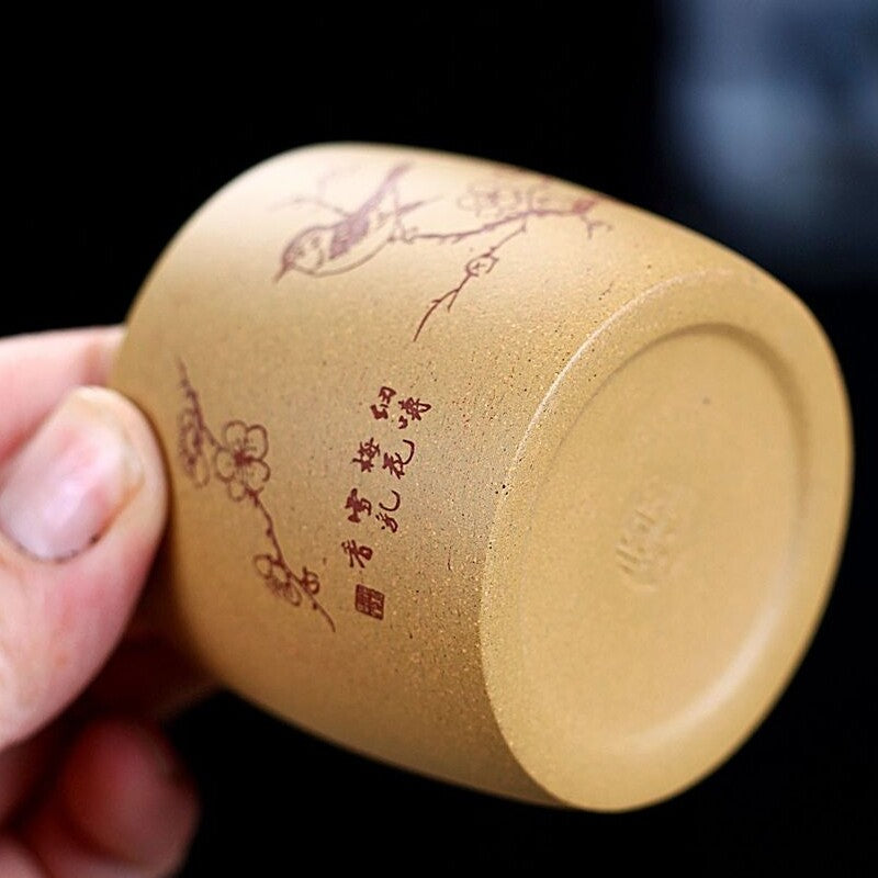 Marked Teacup Real Yixing Zisha Duan Clay Master Cup Animal Bird Carved Handmade