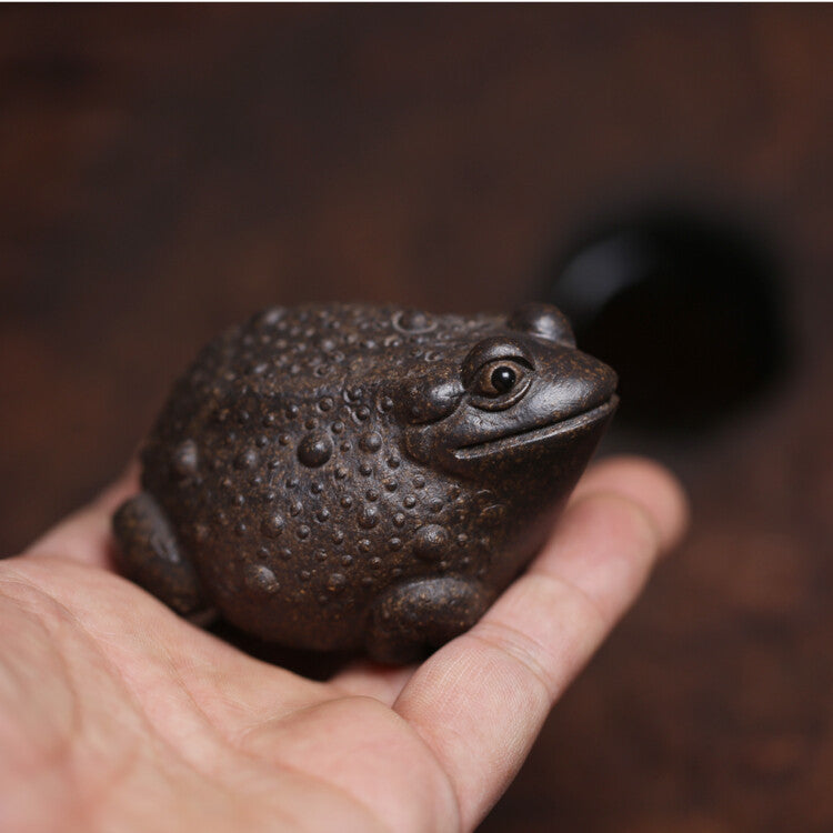 Zisha Tea Pet Half Handmade Home Ornaments Toad Statue Garden Pond Decoration
