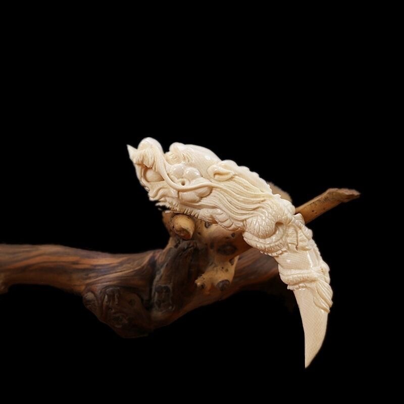 Hand Carved Dragon Tooth Tip Plate Ornament Pendant Corner Carving Technique