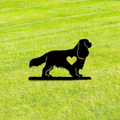 Dog Garden Stake Iron Art Silhouette Metal Yard Sign Courtyard Art Garden