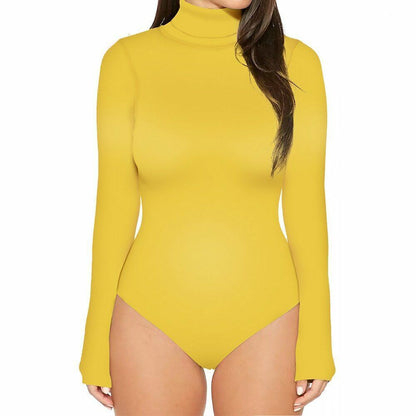 Womens Bodysuits Sexy Solid Knitted Turtleneck Skinny Warm Long Sleeve Bodycon