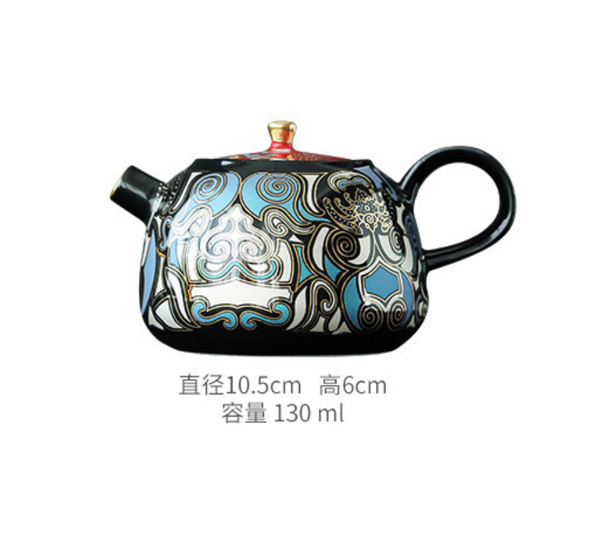 130ml Chinese Gluttonous Gold Silver Ceramic Teapot Creative Small Tea Pot