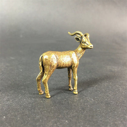 Brass Figurine Antelope Statue Antique Office Decor Gift Collectibles Home Cute;