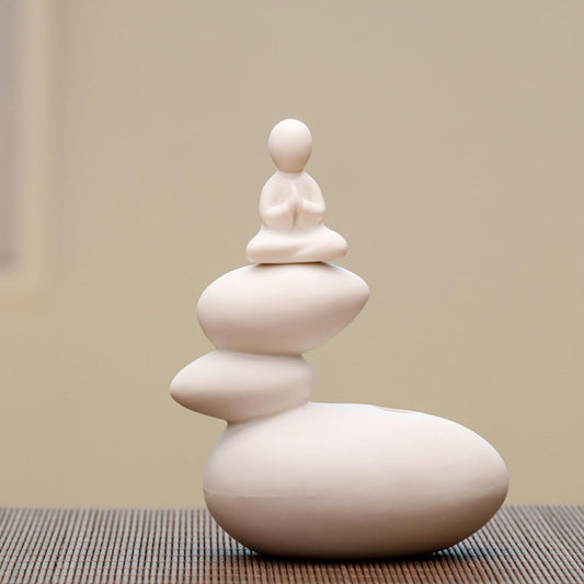 Chinese Buddha Statue Ceramic Hydroponic Tea Pet 12cm Tea Play Table Decoration