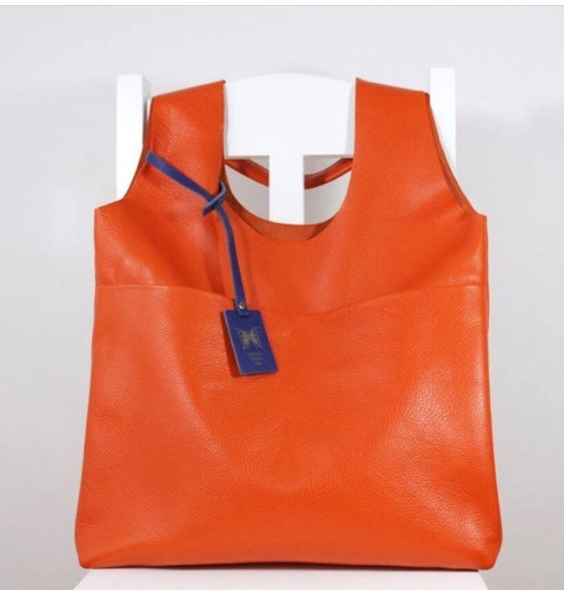 Bag Retro Soft Leather Large Shoulder Orange Tote Shopping 44*2*42CM Orange 1 PC