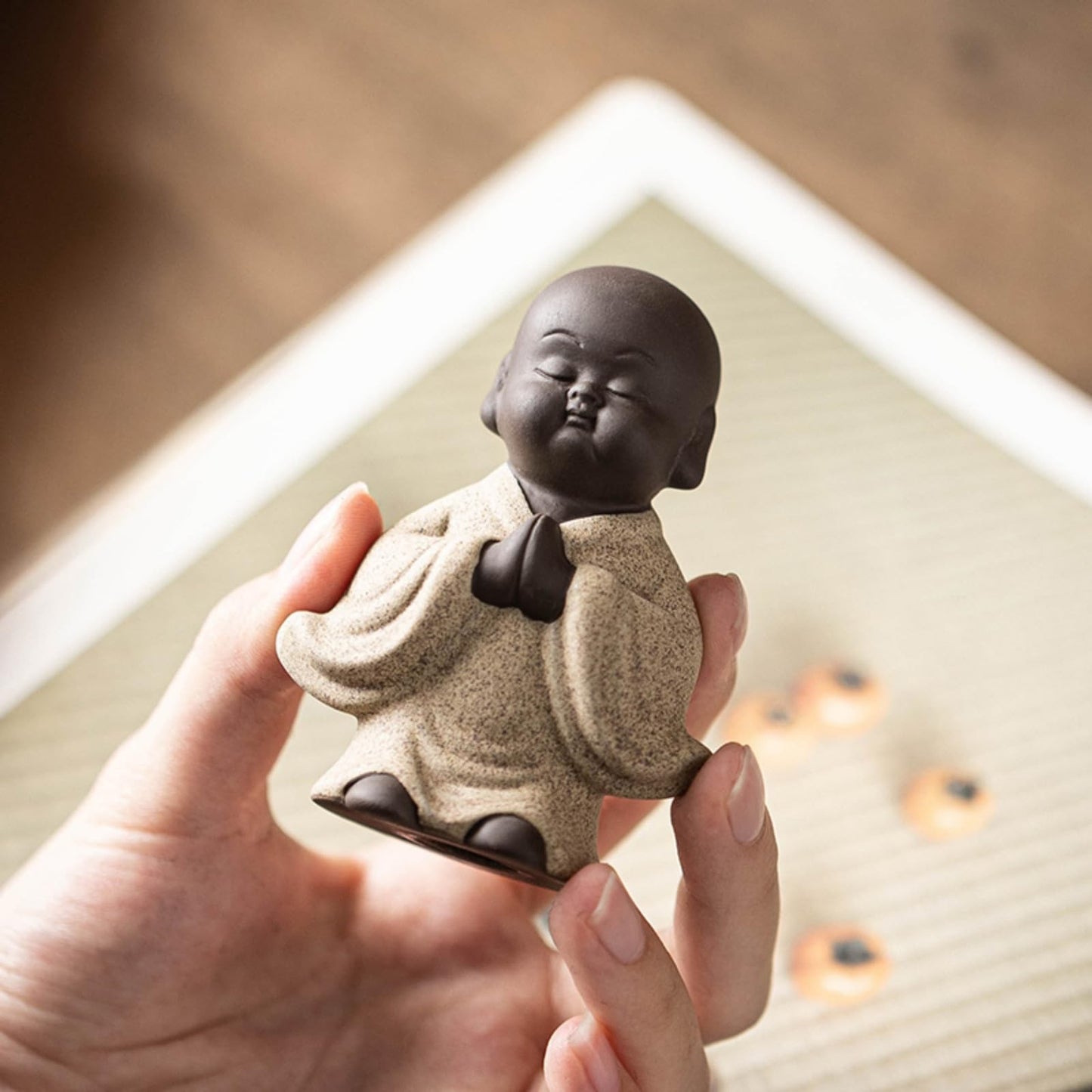 Little Monk Purple Sands Tea Pet 4PCS 8cm Handmade Kung Fu Tea Set Tea Table