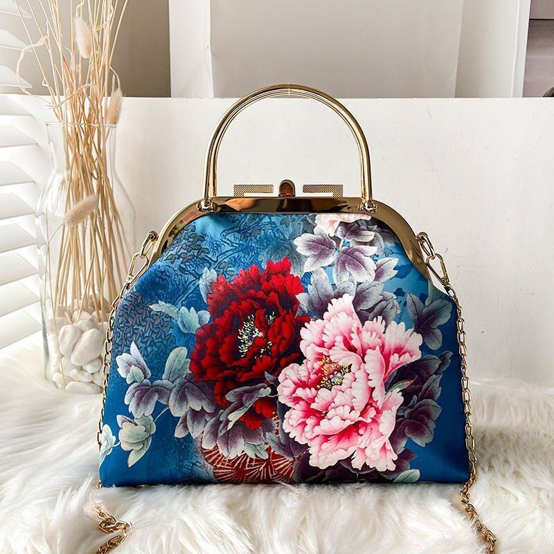 Shoulder Crossbody Bag Spring Flowers Bags Lock Shell Purse Vintage Bag Handbags
