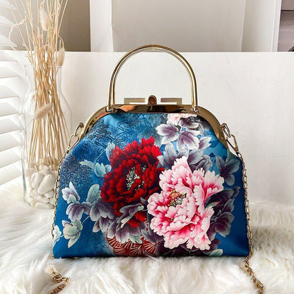 Shoulder Crossbody Bag Spring Flowers Bags Lock Shell Purse Vintage Bag Handbags