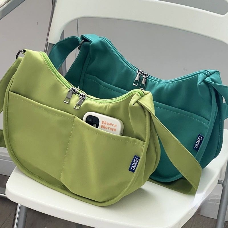 Canvas Bag Messenger Solid Color Handbags Shoulder Underarm Bag Crossbody Purse