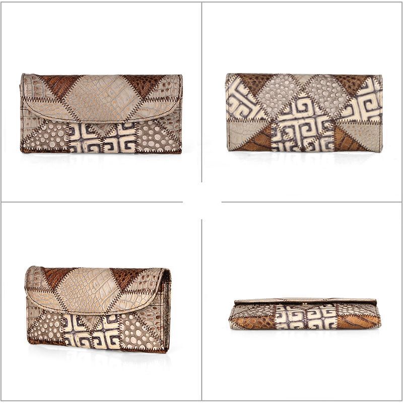 Genuine Leather Wallet Coins Purse Slim Clutch Bags Long Wallet Patchwork 1 PC