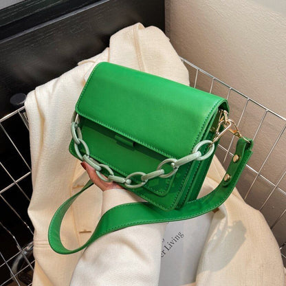 Synthetic Leather Flap Crossbody Handbag Small Shoulder Purse 19*7.5*14.5CM Blue
