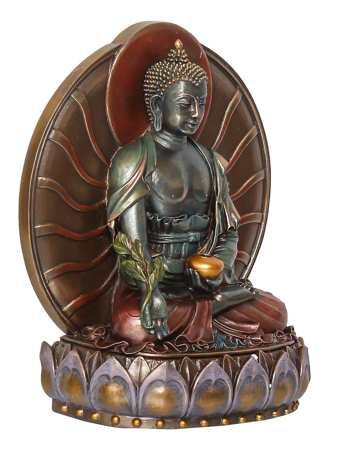 Handcrafted Meditating Lord Buddha Statue Sitting On Lotus Flower Sculpture